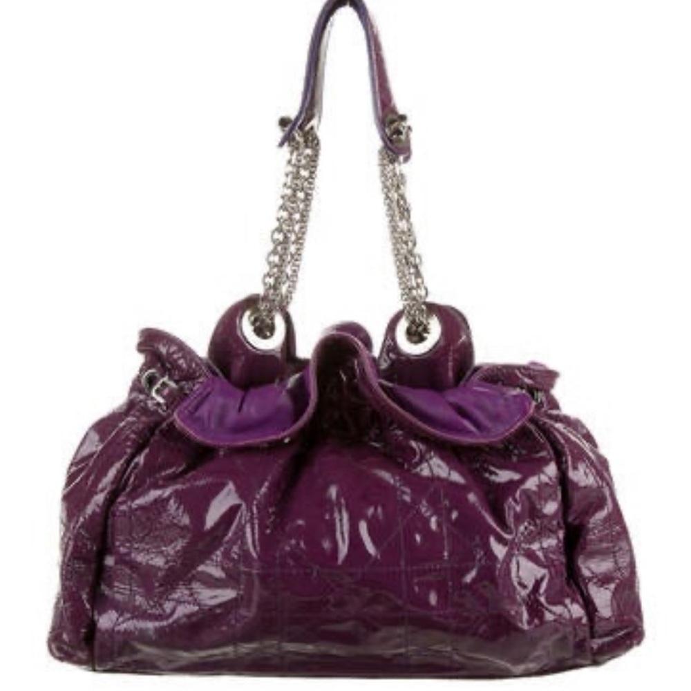Christian Dior Patent Cannage Sac Le Purple Trente Bag